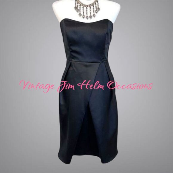 Jim Hjelm Occasions Black Strapless Satin Vintage Size 12 Dress - Picture 13 of 13